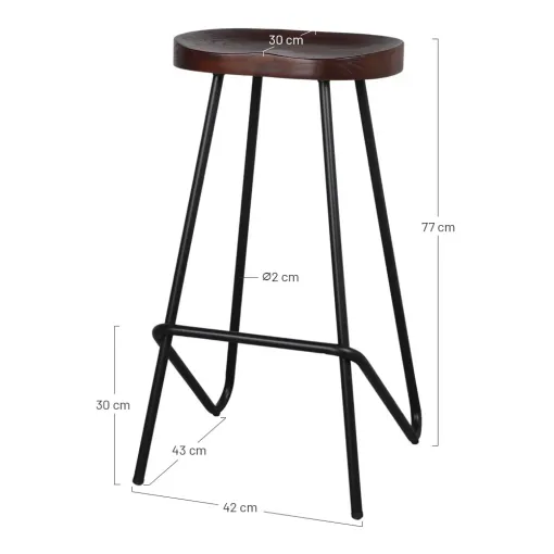 TABURETE ALTO DE METAL Y MADERA QUINCY