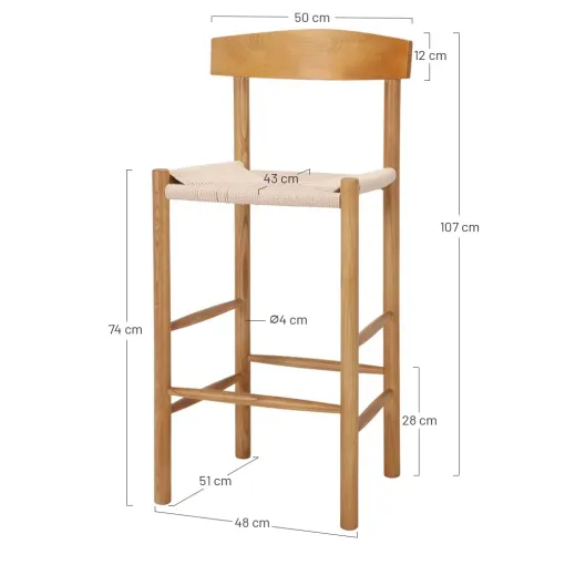 TABURETE MADERA Y CUERDA ROSCO